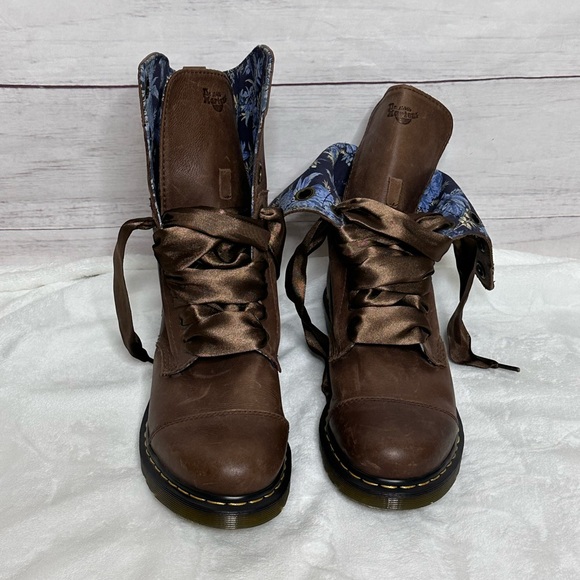 Dr. Martens Shoes - Dr. Martens Aimilita Blue Floral Lace Up Boots Size 10